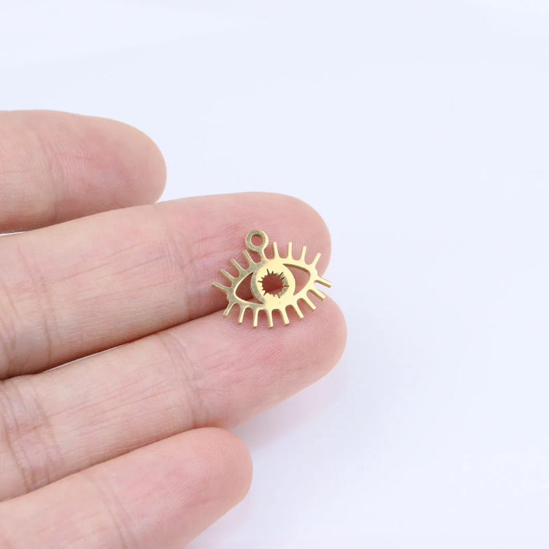 10pcs 10*15mm Stainless Steel Mirro Polish Eyes Charms Pendant