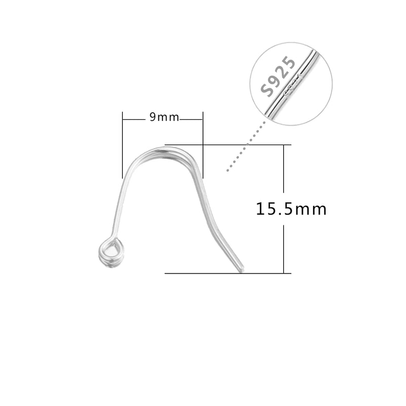 10pcs 925 Sterling Silver Earrings Hooks for DIY Jewelry Making