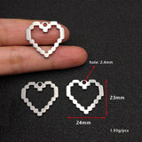 10pcs Stainless Steel Large Mosaic Love Hearts Charm for Jewelry Making