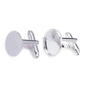 10pcs Round Copper Silver Plated Rhodium Cufflink Blanks Backs For DIY Jewelry