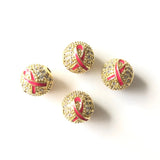 10pcs 10mm Pink Ribbon Ball Spacers Beads for Jewelry Making