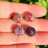 10pcs 10mm Pink Ribbon Ball Spacers Beads for Jewelry Making