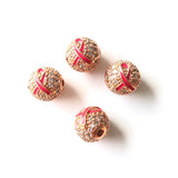 10pcs 10mm Pink Ribbon Ball Spacers Beads for Jewelry Making