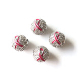 10pcs 10mm Pink Ribbon Ball Spacers Beads for Jewelry Making