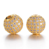 10pcs 10mm Crystal Micro Pave CZ Round Loose Beads Jewelry DIY
