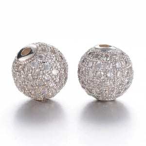 10pcs 10mm Crystal Micro Pave CZ Round Loose Beads Jewelry DIY
