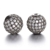 10pcs 10mm Crystal Micro Pave CZ Round Loose Beads Jewelry DIY