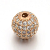 10pcs 10mm Crystal Micro Pave CZ Round Loose Beads Jewelry DIY
