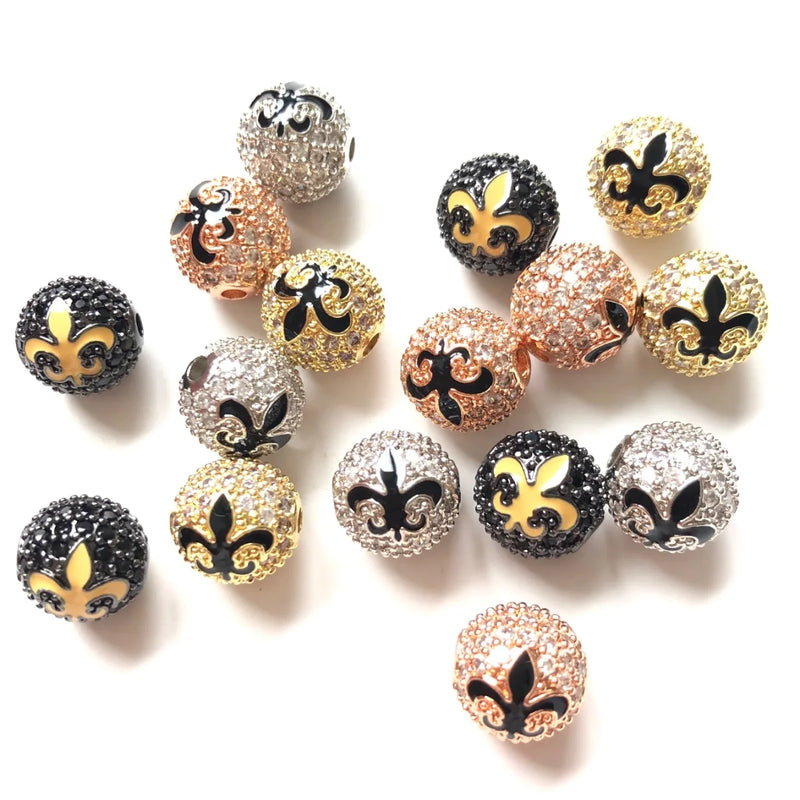 10pcs 10mm Fleur De Lis Ball Spacers for Bracelet Necklace Making