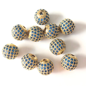 10pcs 10mm CZ Pave Copper Ball Spacer Beads for Women Bracelet Necklace