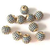 10pcs 10mm CZ Pave Copper Ball Spacer Beads for Women Bracelet Necklace