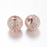 10pcs 10mm Round Brass Micro Pave CZ Charm Metal Bead DIY Bracelet Disco Ball