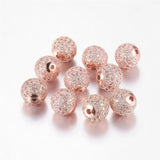 10pcs 10mm Round Brass Micro Pave CZ Charm Metal Bead DIY Bracelet Disco Ball