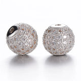 10pcs 10mm Round Brass Micro Pave CZ Charm Metal Bead DIY Bracelet Disco Ball