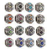 10pcs 10mm Tibetan Silver Crystal Charms Big Hole Beads