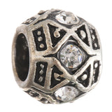 10pcs 10mm Tibetan Silver Crystal Charms Big Hole Beads