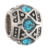 10pcs 10mm Tibetan Silver Crystal Charms Big Hole Beads