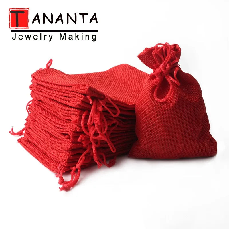 10pcs 10x14CM Drawstring Burlap Bag Jute Gift Bags Jewelry Packaging Wedding