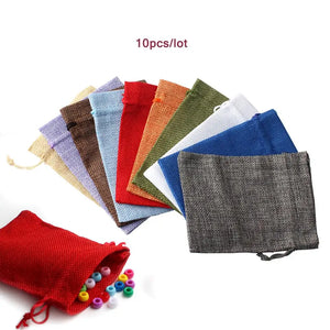 10pcs 10x14CM Drawstring Burlap Bag Jute Gift Bags Jewelry Packaging Wedding