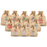 10pcs Burlap Gift Candy Bag Party Jewelry Packaging Merry Christmas Supplies