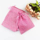 10pcs 10x14cm Jute Drawstring Pouches Pink
