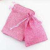 10pcs 10x14cm Jute Drawstring Pouches Pink