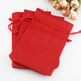 10pcs 10x14cm Small Bags Jute Jewelry Pouches Red