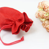 10pcs 10x14cm Small Bags Jute Jewelry Pouches Red