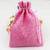 10pcs 10x14cm Jute Drawstring Pouches Pink