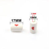 10pcs Red Heart Ceramic Beads Tube Shape Spacer 10x17mm