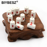 10pcs Red Heart Ceramic Beads Tube Shape Spacer 10x17mm