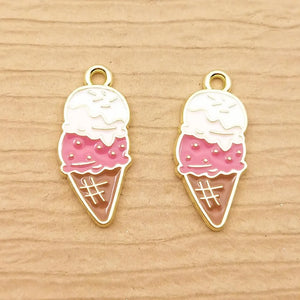 10pcs Enamel Ice Cream Charm for Jewelry Making Earring Bracelet Necklace
