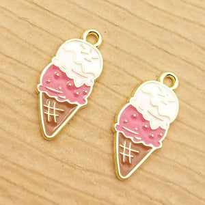 10pcs Enamel Ice Cream Charm for Jewelry Making Earring Bracelet Necklace