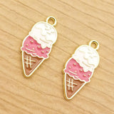 10pcs Enamel Ice Cream Charm for Jewelry Making Earring Bracelet Necklace