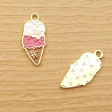 10pcs Enamel Ice Cream Charm for Jewelry Making Earring Bracelet Necklace