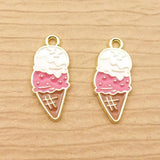 10pcs Enamel Ice Cream Charm for Jewelry Making Earring Bracelet Necklace