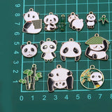 10pcs Alloy Drip Oil Enamel Charm Panda Bamboo Earrings DIY Jewelry