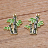 10pcs Alloy Drip Oil Enamel Charm Panda Bamboo Earrings DIY Jewelry