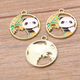 10pcs Alloy Drip Oil Enamel Charm Panda Bamboo Earrings DIY Jewelry