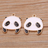 10pcs Alloy Drip Oil Enamel Charm Panda Bamboo Earrings DIY Jewelry