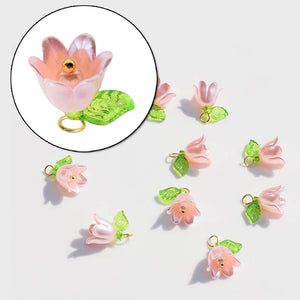 10pcs 11X14mm Acrylic Pearl Bell Beads Orchid Jewelry Craft