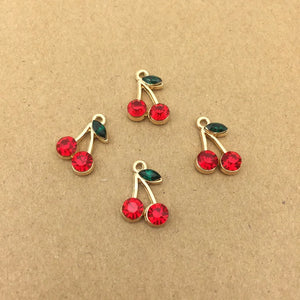 10pcs Red Fruit Cherry Charm for Jewelry Making DIY Craft Supplies