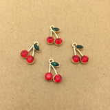 10pcs Red Fruit Cherry Charm for Jewelry Making DIY Craft Supplies