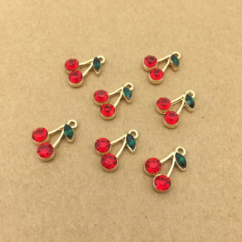 10pcs Red Fruit Cherry Charm for Jewelry Making DIY Craft Supplies