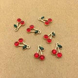 10pcs Red Fruit Cherry Charm for Jewelry Making DIY Craft Supplies