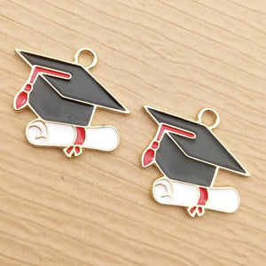 10pcs Enamel Doctoral Hat Charm for Jewelry Making
