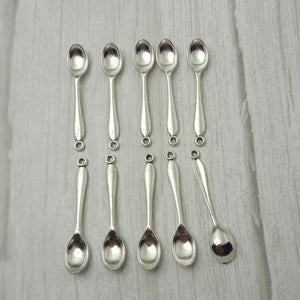 10pcs Antique Silver Spoon Charms for Necklace DIY Jewelry Making