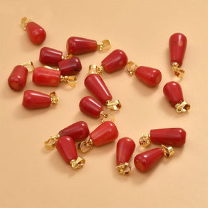 10pcs Red Coral Water Drop Pendant Beads DIY Jewelry Sea Bamboo Pendants
