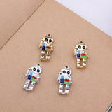 10pcs 12x27MM Metal Enamel Robot Charms Pendants DIY Jewelry Accessories