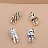 10pcs 12x27MM Metal Enamel Robot Charms Pendants DIY Jewelry Accessories